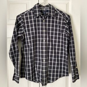 Brooks Brothers Kid’s Navy White Purple Plaid Long Sleeve Shirt Size M